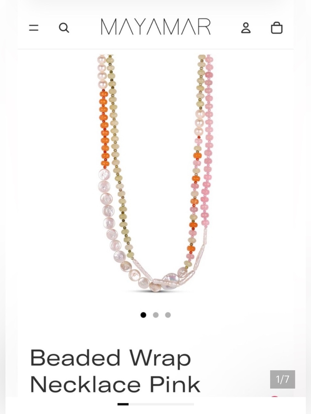 Mayamar NWT Pink Beaded Freshwater Pearl Wrap Necklace 49" 24k Gold